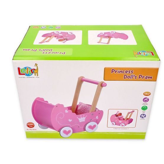 Drevený kočík pre bábiky Lelin