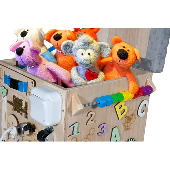 Drevený Montessori Activity taburet - prírodný / sivý