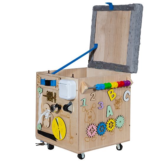 Drevený Montessori Activity taburet - prírodný / sivý