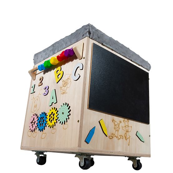 Drevený Montessori Activity taburet - prírodný / sivý
