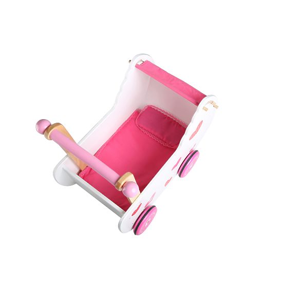 Drevený tlačiaca kočík pre bábiky