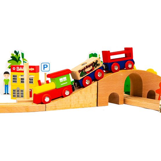 Drevený vlak 74 dielov ECOTOYS