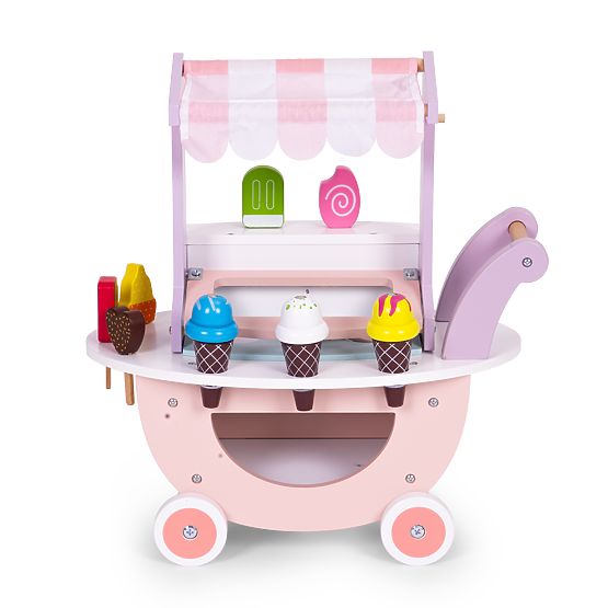 Drevený vozík zmrzlinárstva pre deti obchod 12 prvkov ECOTOYS