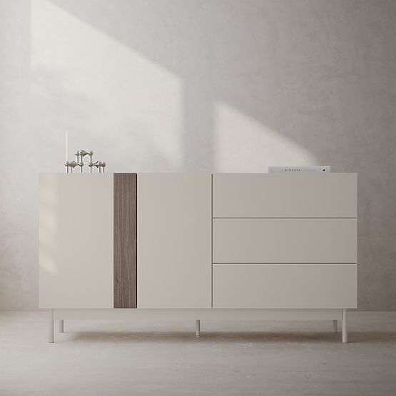 Dvojdverová komoda so zásuvkami Berula, kašmírová, Orech Villa