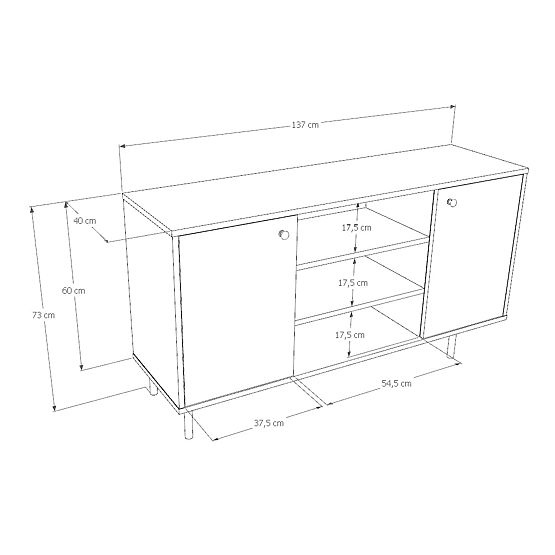 Dvojdverová komoda Venus, kašmír, zlaté kovové nohy