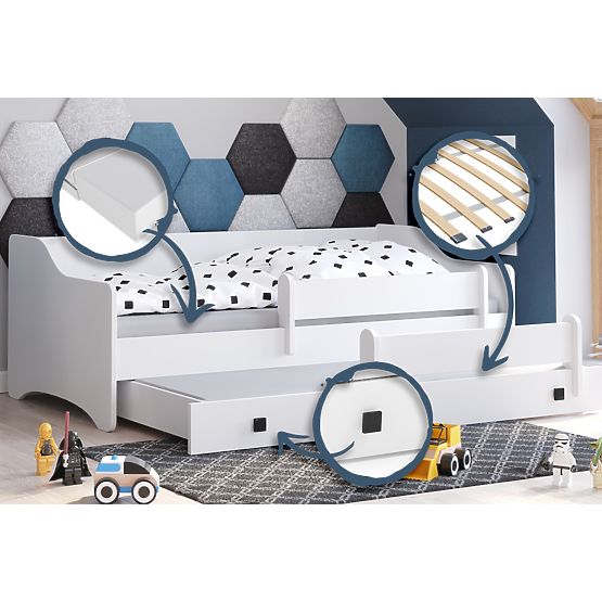 Dvojlôžko ERYK s zásuvkou a zábranou 160x80 čierna rukoväť