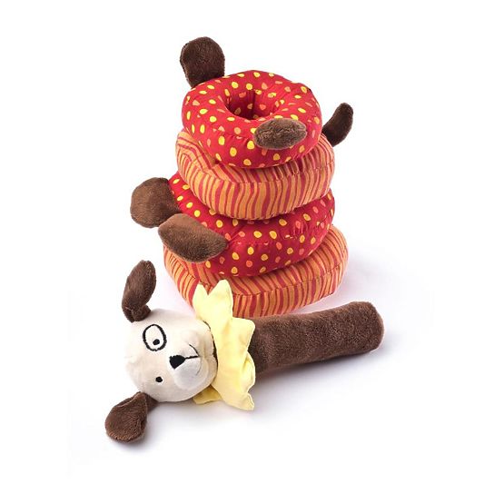 Edukačná plyšová hračka Sensillo psík pyramída Červená