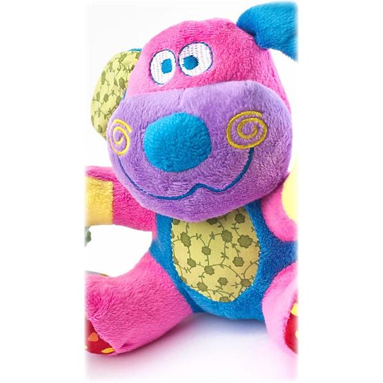 Edukačná plyšová hračka Sensillo psík s vibrácií a hrkálkou Fialová