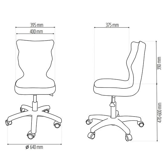 Ergonomická stolička k písaciemu stolu upravená na výšku 146-176,5 cm - tmavosivá