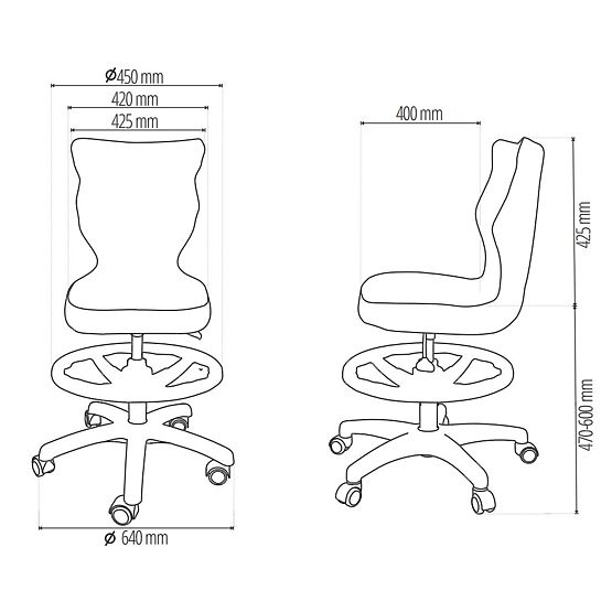 Ergonomická stolička k písaciemu stolu upravená na výšku 159-188 cm - námornícka modrá