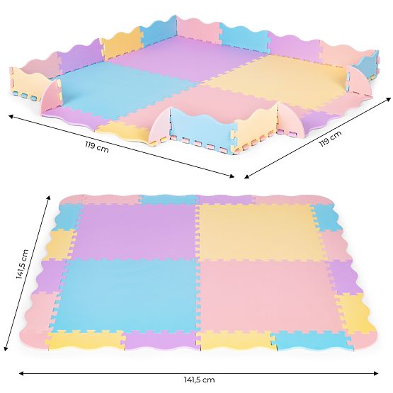 Farebná penová podložka pre deti s ohrádkou 141,5x141,5 cm 24 ks IPLAY