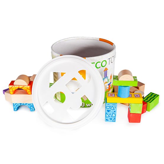 Farebné drevené kocky 50 ks