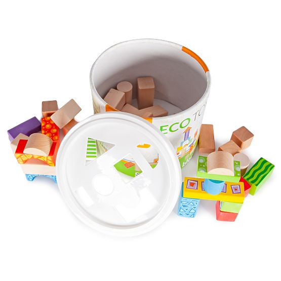 Farebné drevené kocky 50 ks