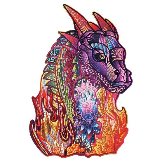 Farebné drevené puzzle - drak