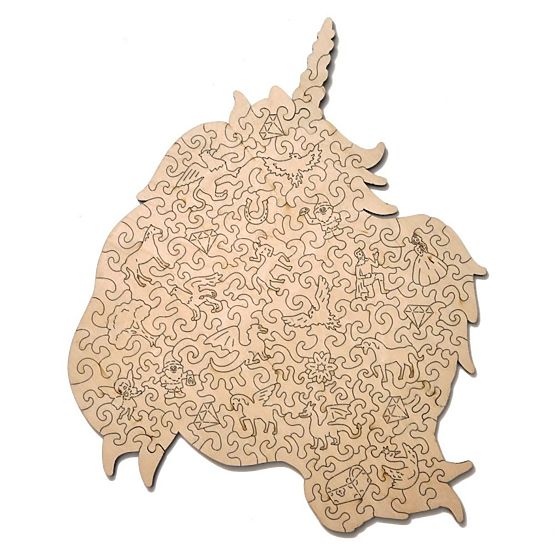 Farebné drevené puzzle - jednorožec