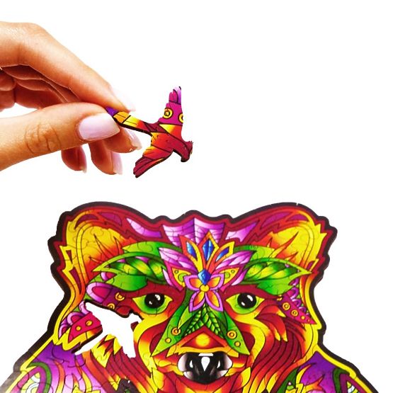 Farebné drevené puzzle - medveď