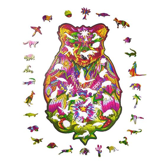 Farebné drevené puzzle - medveď