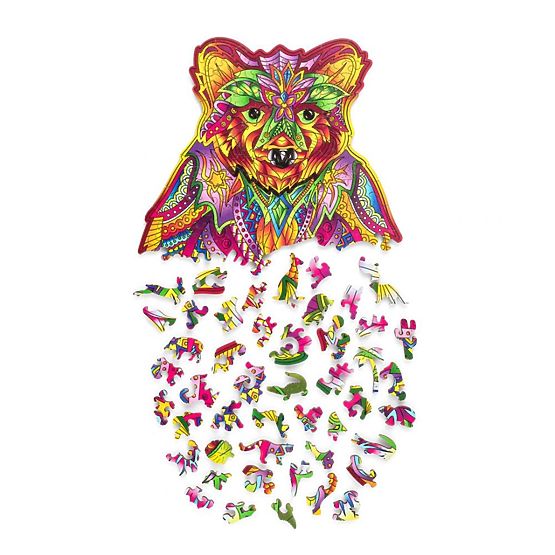 Farebné drevené puzzle - medveď