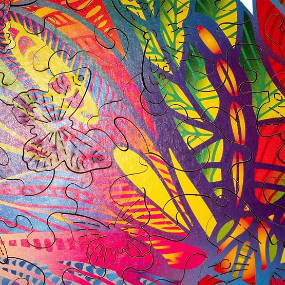 Farebné drevené puzzle - motýľ