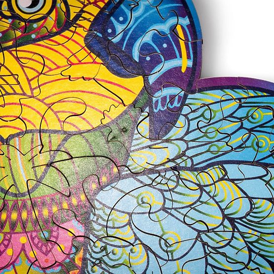 Farebné drevené puzzle - papagáj