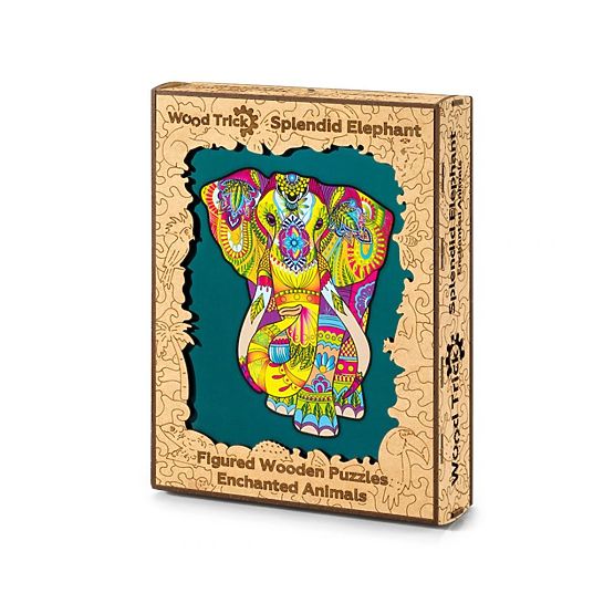 Farebné drevené puzzle - slon