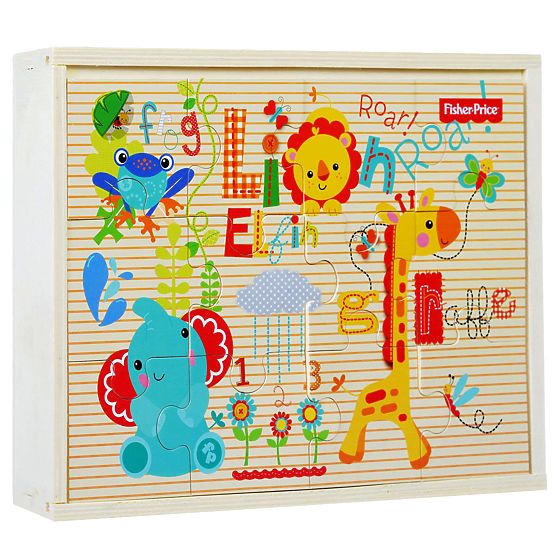 Fisher Price detské drevené puzzle 3 v 1