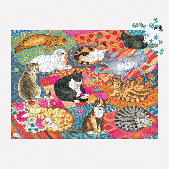 Galison Puzzle Leňošiace mačky 1000 dielikov