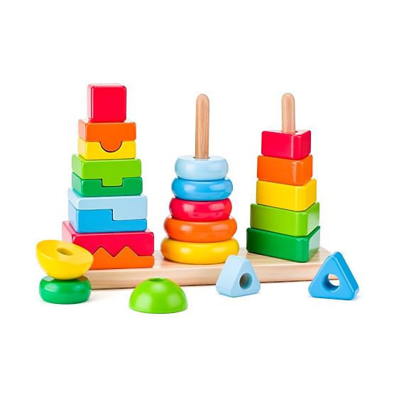 Geometrická skladačka 3 veže na zostavenie