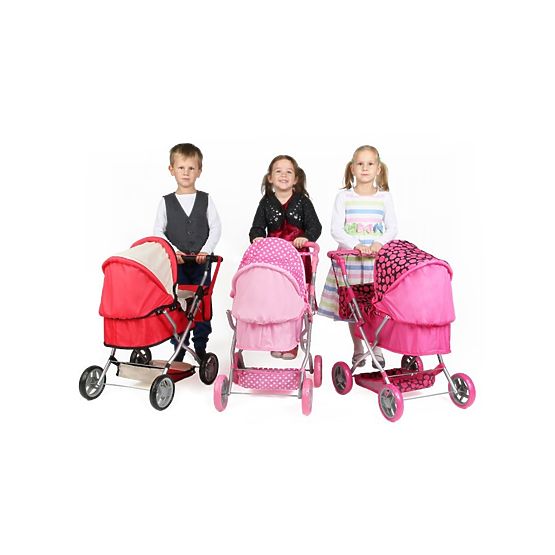 Hlboký kočík pre bábiky PlayTo Viola ružovo-čierny Fialová