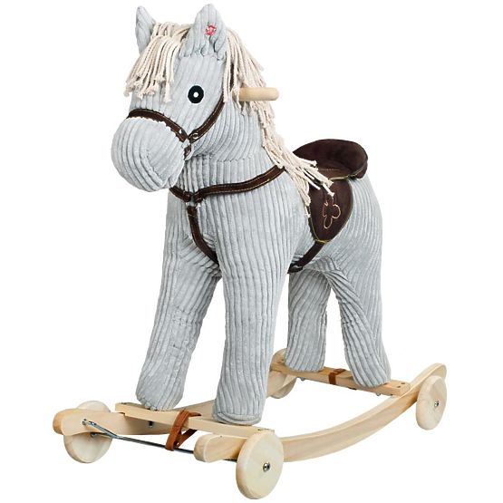 Hojdací koník s kolieskami PlayTo Sivá