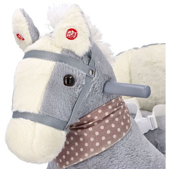 Hojdací koník sivý s kreslom a kolesami