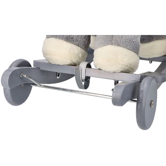 Hojdací koník sivý s kreslom a kolesami