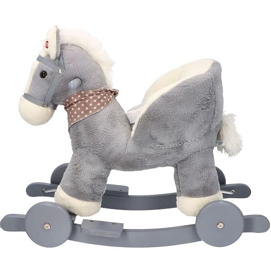 Hojdací koník sivý s kreslom a kolesami