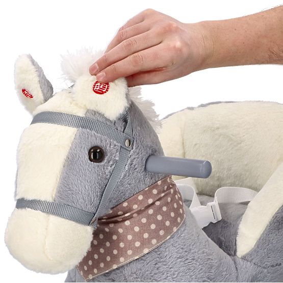 Hojdací koník sivý s kreslom a kolesami