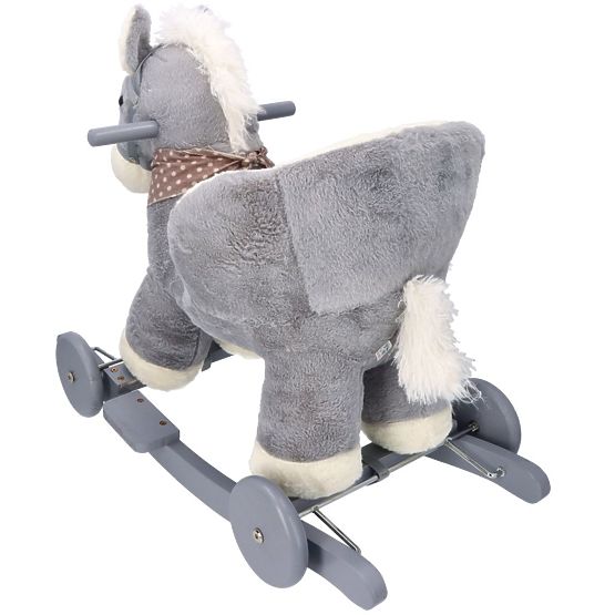 Hojdací koník sivý s kreslom a kolesami