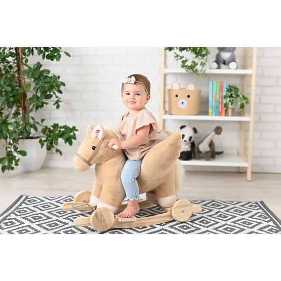 Hojdací Pegas Béžový s kresielkom a kolesami