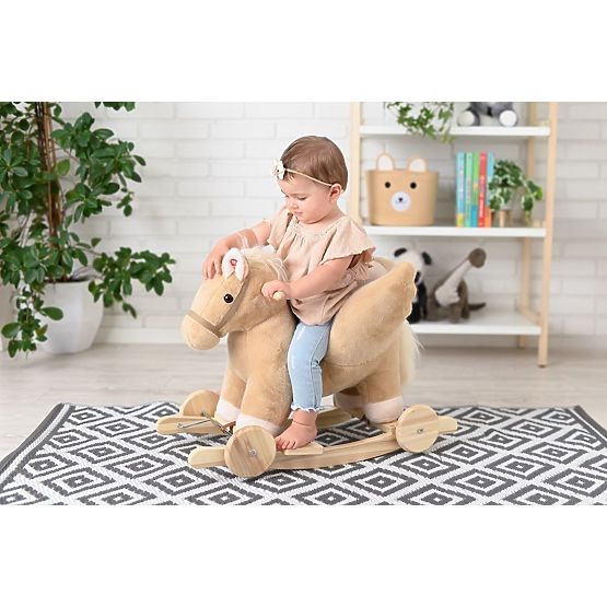 Hojdací Pegas Béžový s kresielkom a kolesami