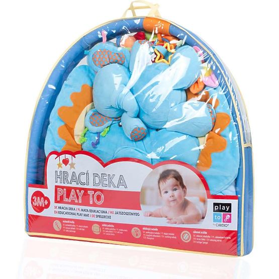 Hracia deka s melódiou PlayTo sloník hračkou Modrá