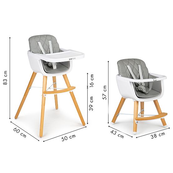 Jedálenská stolička Olivie 2v1 - šedá