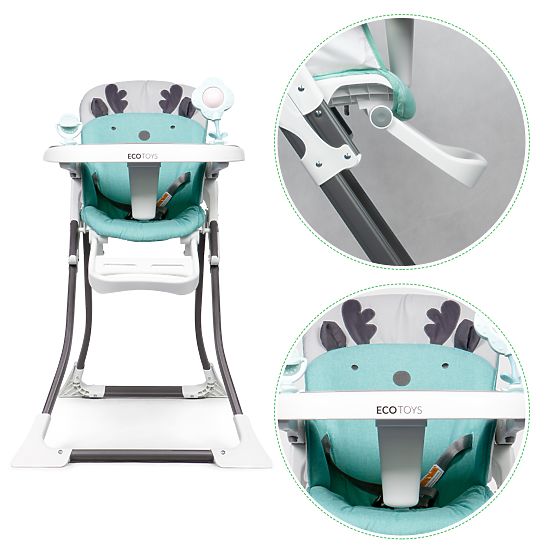 Jedálenská stolička Reindeer - bielo-tyrkysová