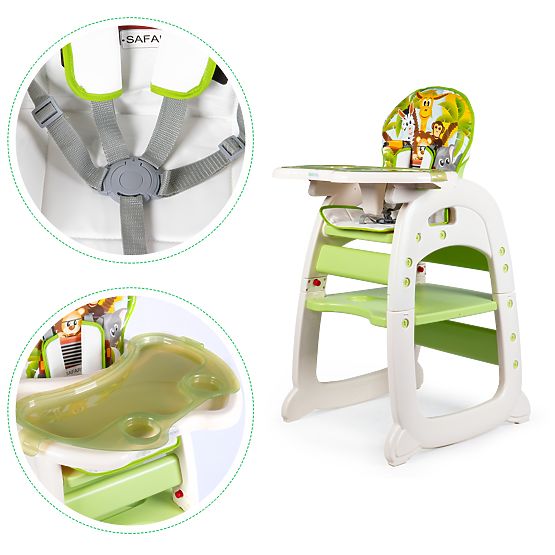 Jedálný stolička 2v1 - zelená