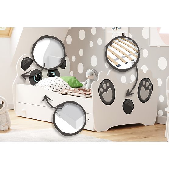 Jednolôžková posteľ Panda 140x70 so zásuvkou