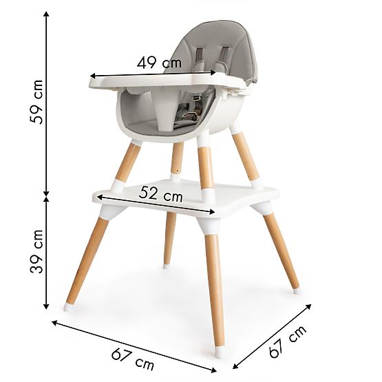 Jedálenská stolička Skanda 2v1 - šedá