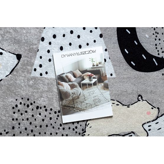 JUNIOR 51974.802 umývací koberec Medvede, zvieratá pre deti protišmykový - sivá