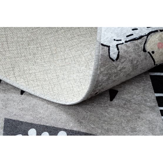 JUNIOR 51974.802 umývací koberec Medvede, zvieratá pre deti protišmykový - sivá