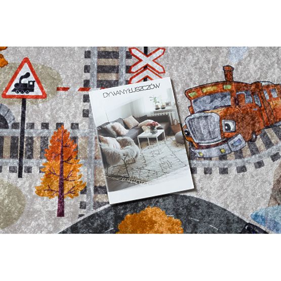 JUNIOR 51986.803 umývací koberec Koľaje, lokomotíva pre deti protišmykový - sivá