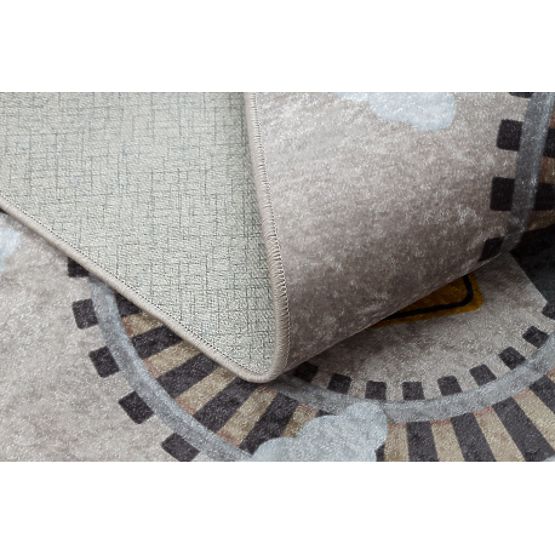 JUNIOR 51986.803 umývací koberec Koľaje, lokomotíva pre deti protišmykový - sivá