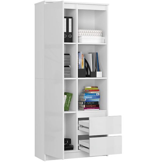 Kancelársky regál R 80 cm CLP R11 PK BIELY / BIELY LESK