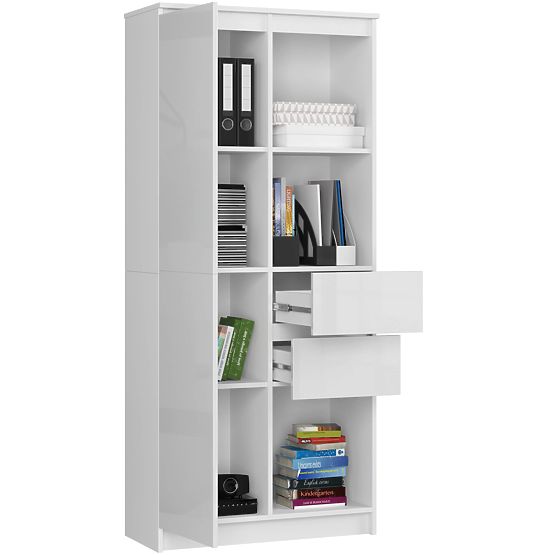 KANCELÁRSKY REGÁL R 80 cm CLP R15 PK BIELY / BIELY LESK