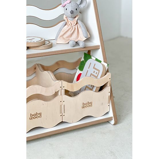 Knižnica a regál na hračky WAVE M - biela